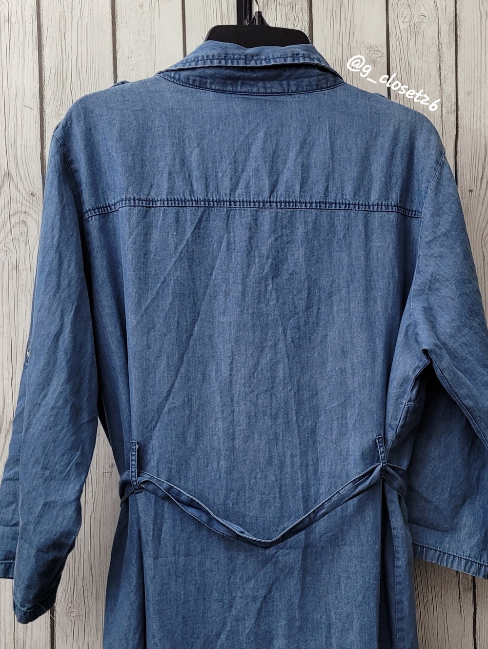 NWT M.P.H. Denim Button-Front Maxi Shirt Dress with Belt - Picture 4 of 12